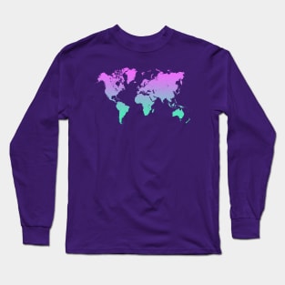 World Map gradient Long Sleeve T-Shirt